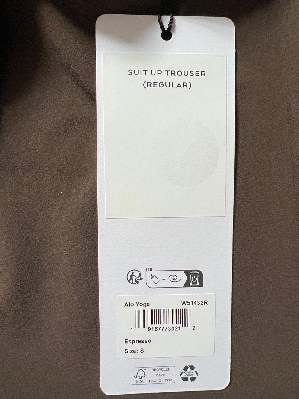 Alo Yoga Espresso Brown Suit Up Trouser Size Small NWT - Picture 3 of 6